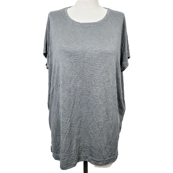 Athleta Tunic Top M Gray Modal Knit Dolman Sleeve Oversized Fitness‎ Pullover - Picture 1 of 8